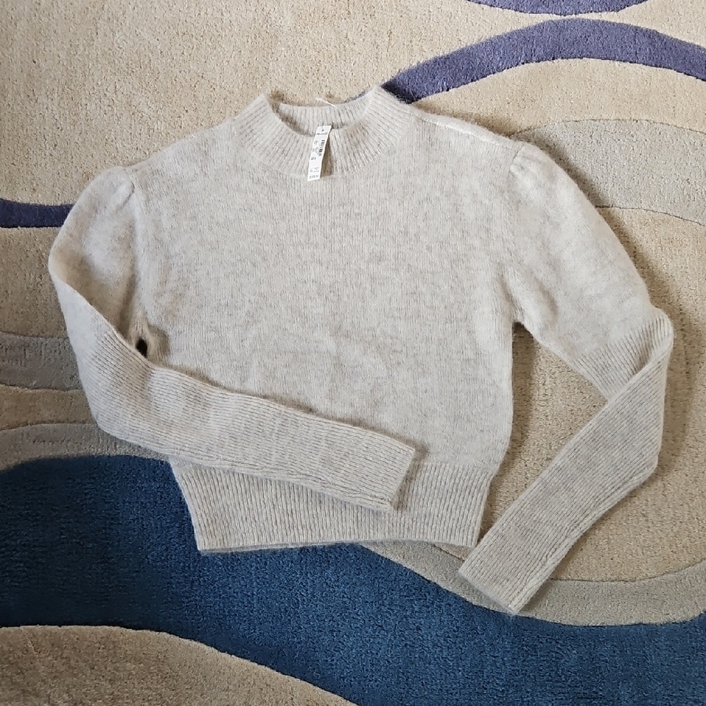 Madewell Off-white Alpaca-blend Mockneck Puff Sleeve Sweater Size Small, NWT